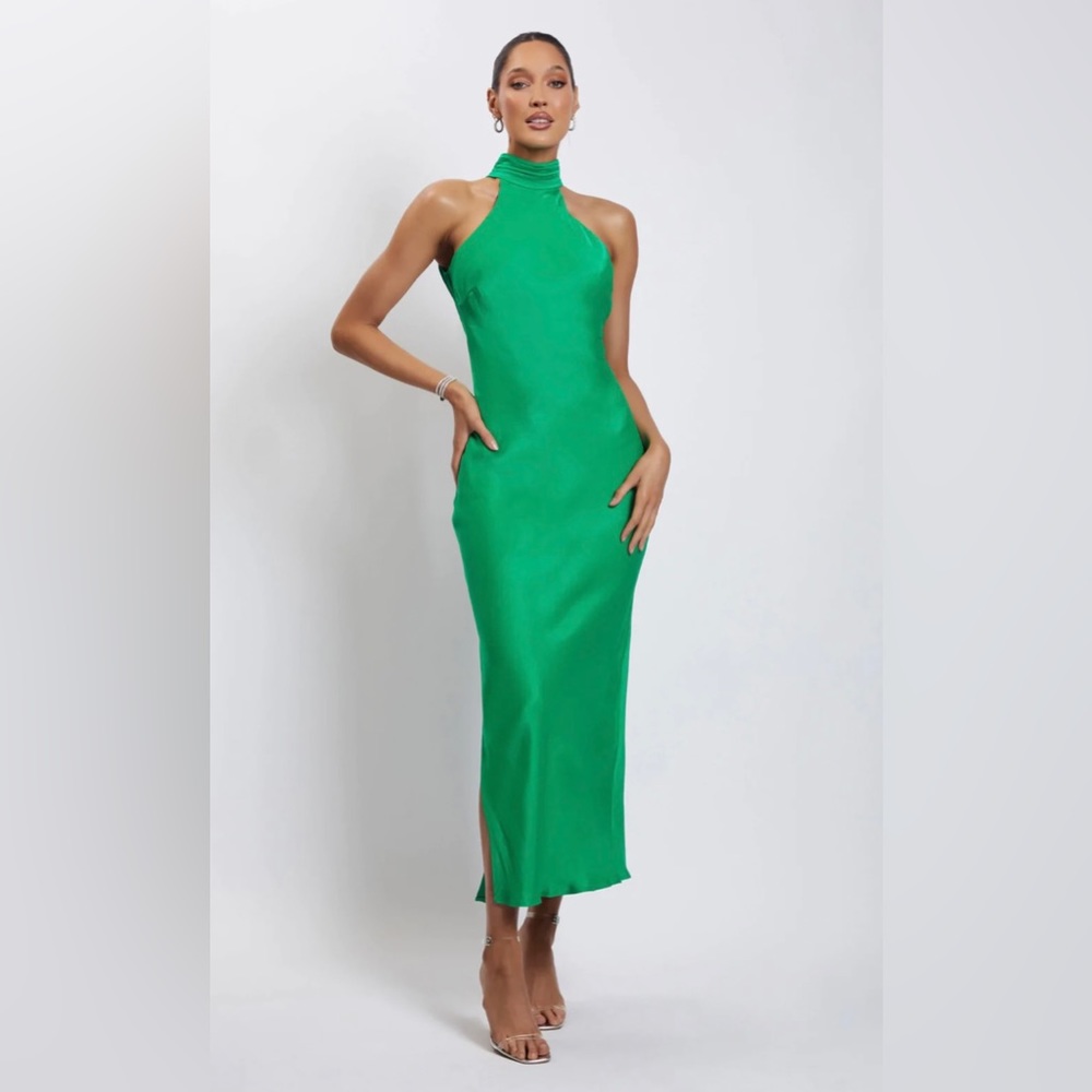 Meshki Satin Drape Back Maxi Dress